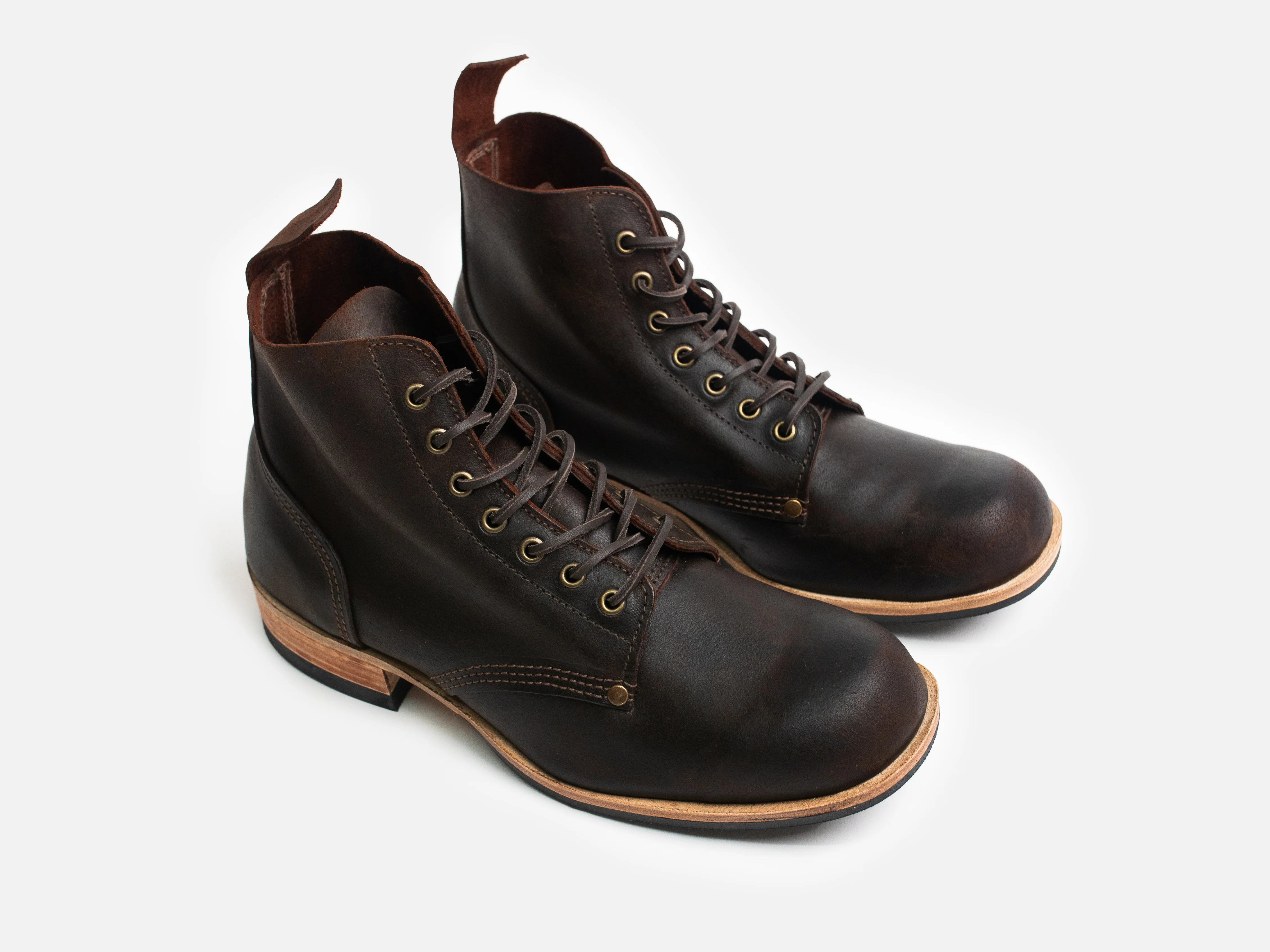 Bradwell WW1 Replica Brass Wire Construction Boot Waxy Commander Dark Brown Snuff PRE-ORDER - Image 4