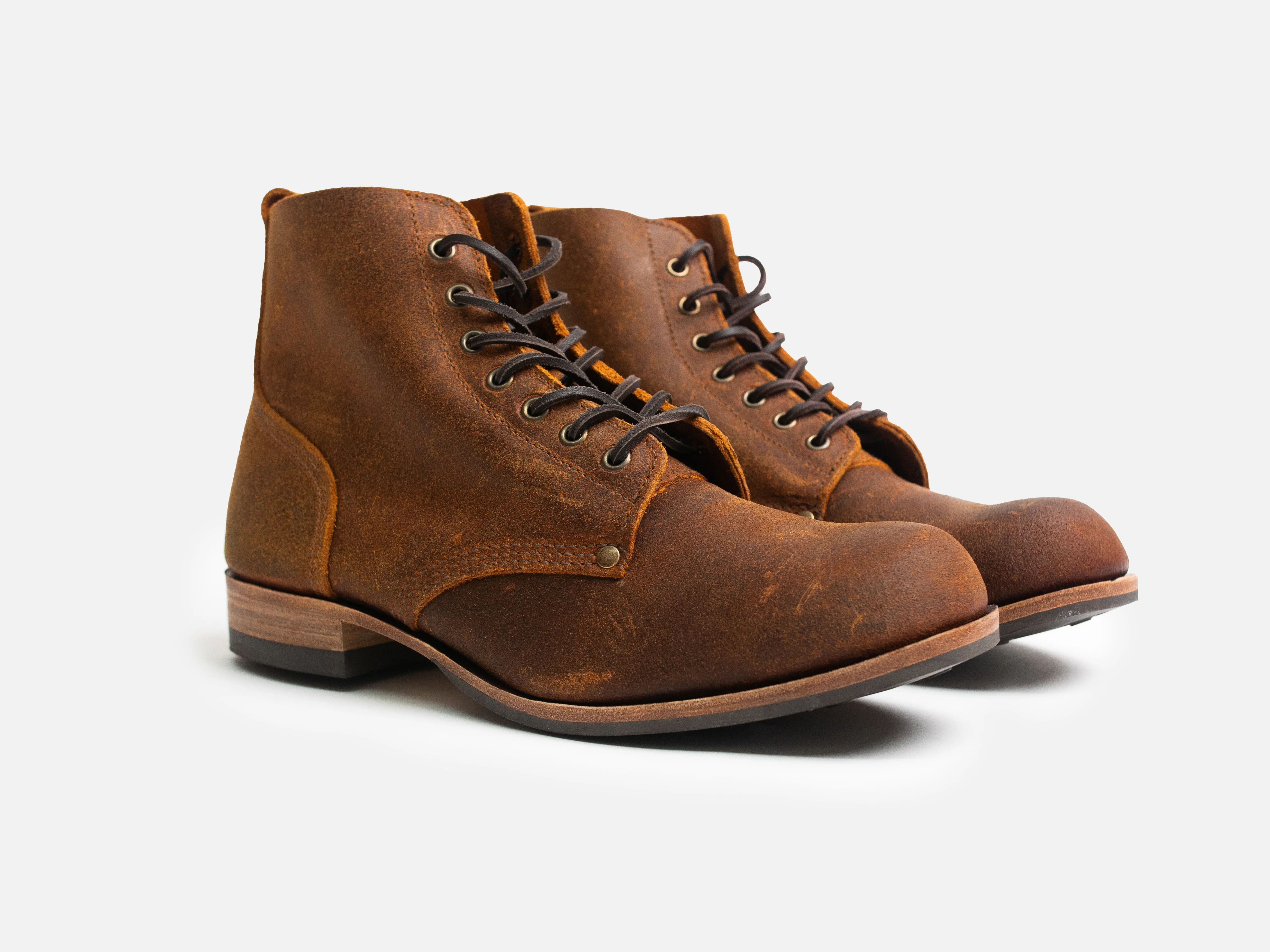 Bradwell WW1 Replica Brass Wire Construction Boot Waxy Commander Brown Wheatbuck PRE-ORDER - Image 3