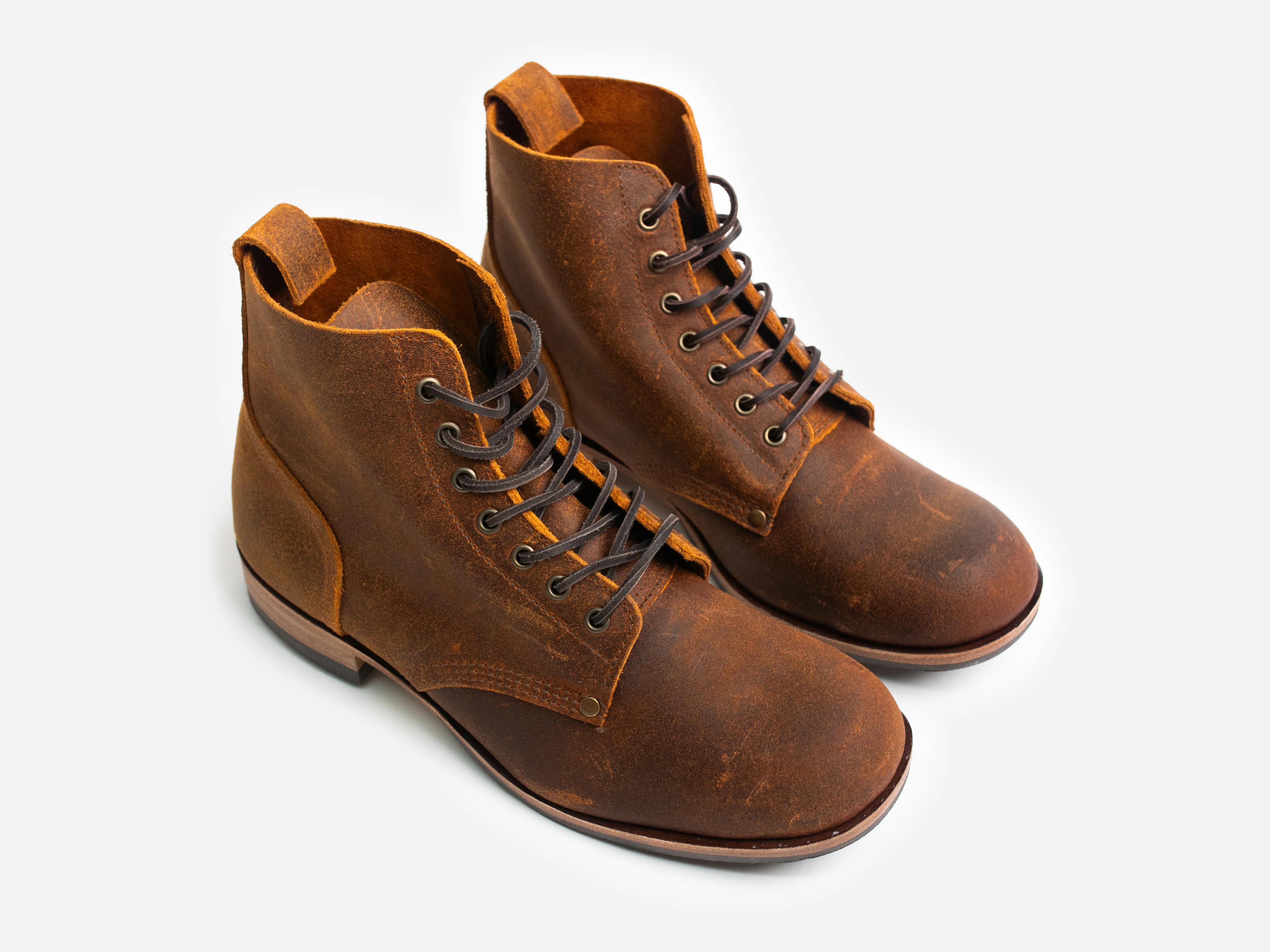 Bradwell WW1 Replica Brass Wire Construction Boot Waxy Commander Brown Wheatbuck PRE-ORDER - Image 4