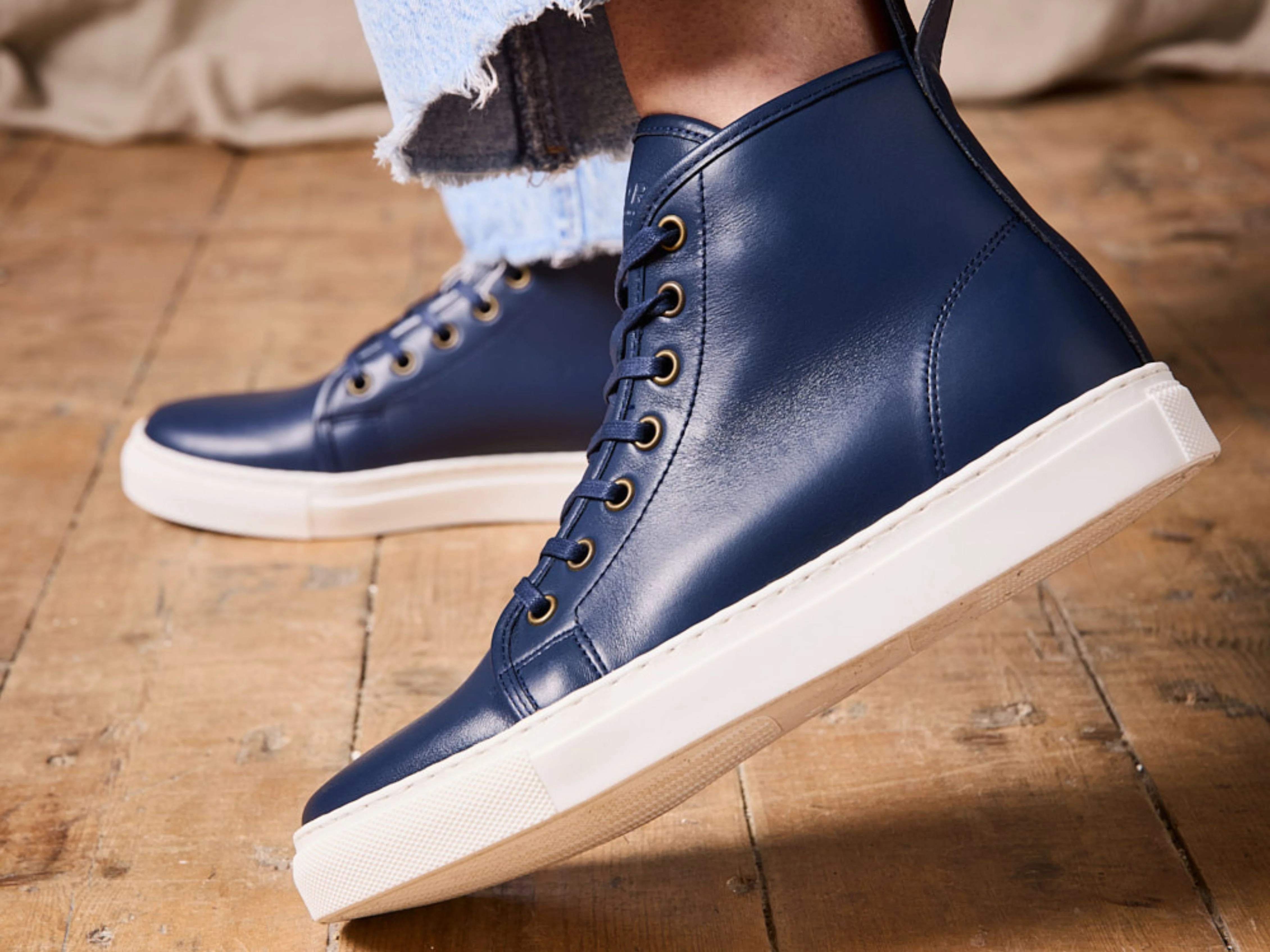 EYAM High Top Sneaker - Calfskin Nappa Navy (Womens) - Image 6