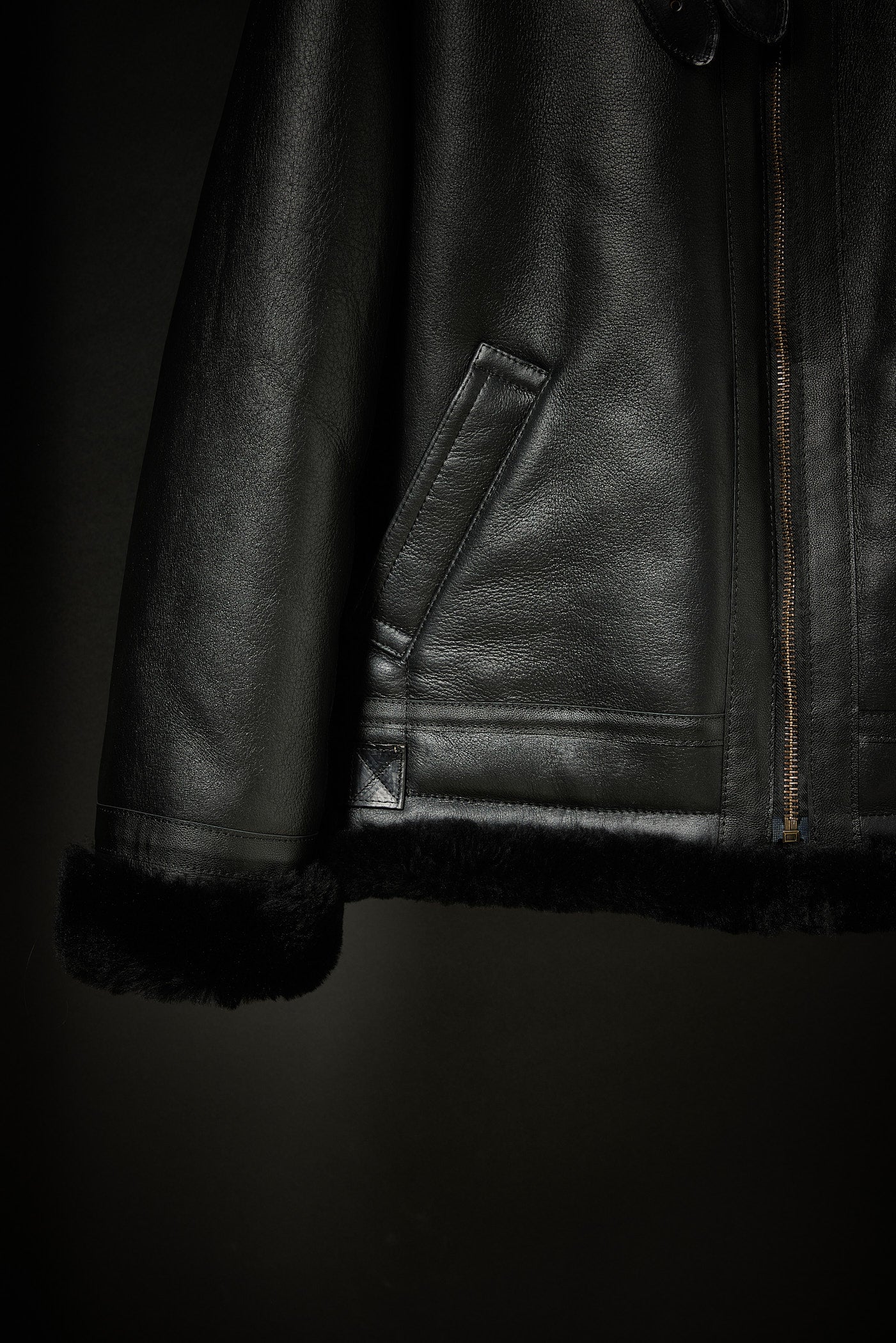 Rose Anvil X GORAL Shearling Aviator Jacket Horween Chromexcel Leather Black PRE ORDER - Image 3