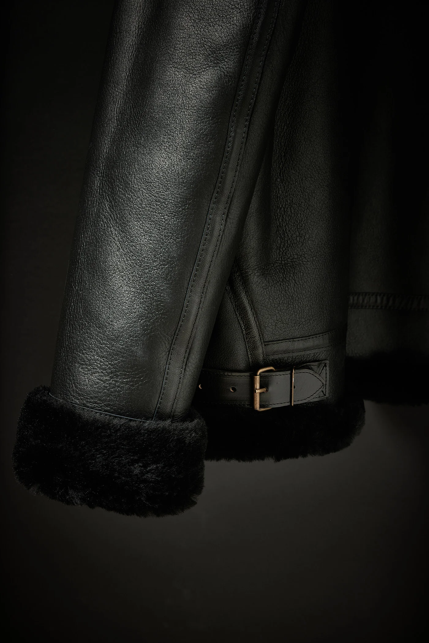 Rose Anvil X GORAL Shearling Aviator Jacket Horween Chromexcel Leather Black PRE ORDER - Image 5