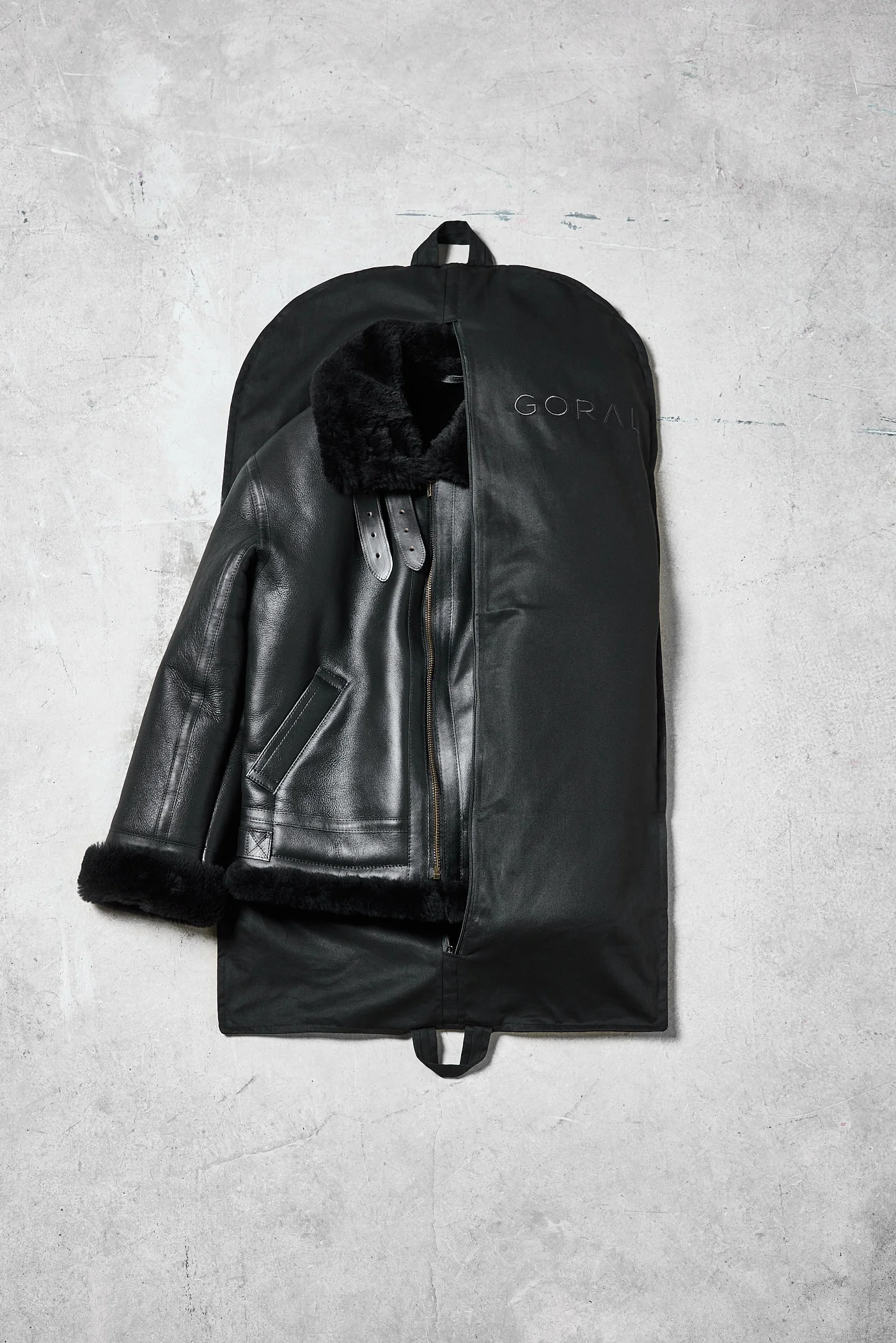 Rose Anvil X GORAL Shearling Aviator Jacket Horween Chromexcel Leather Black PRE ORDER - Image 6