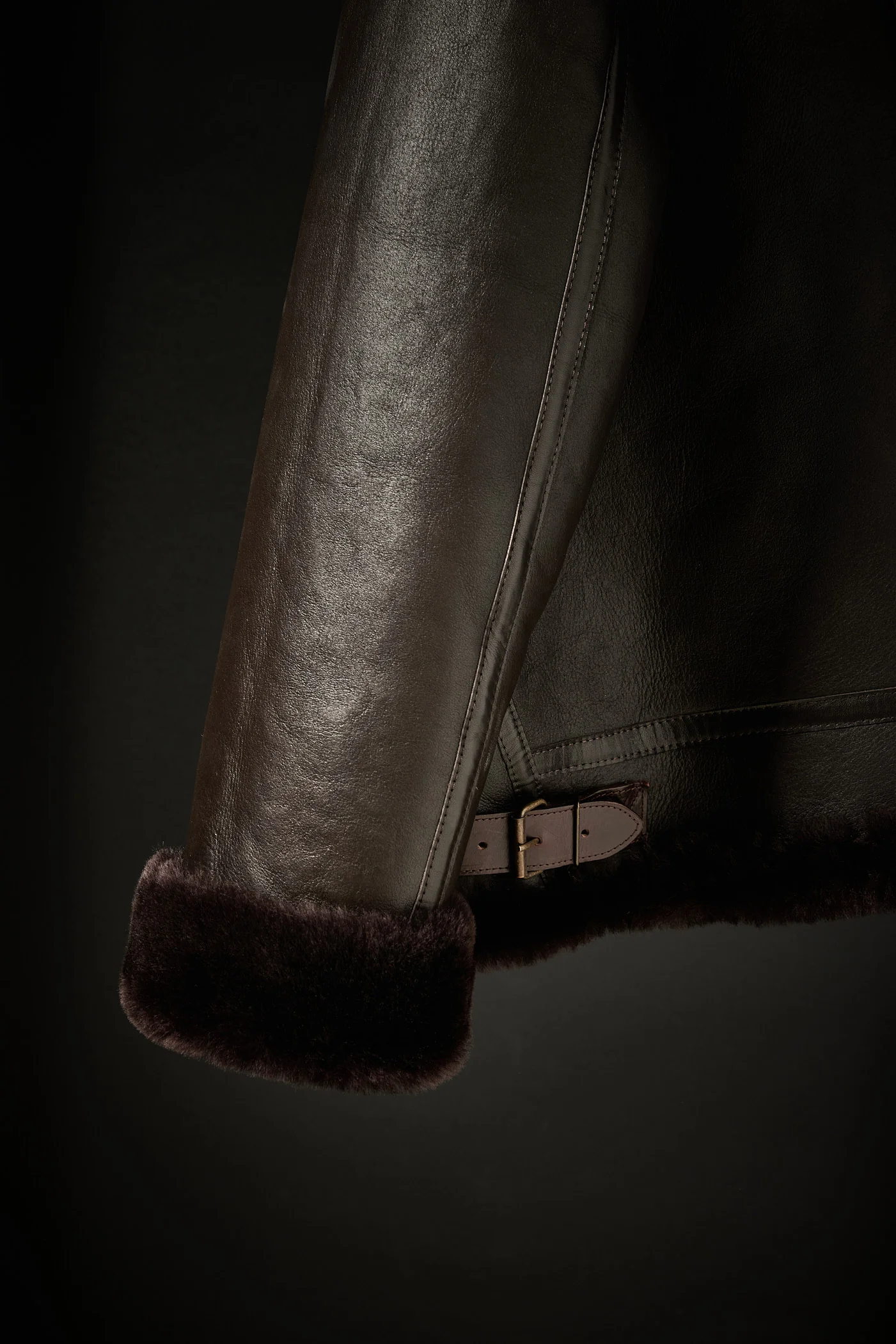 Rose Anvil X GORAL Shearling Aviator Jacket Horween Chromexcel Leather Dark Brown PRE ORDER - Image 4
