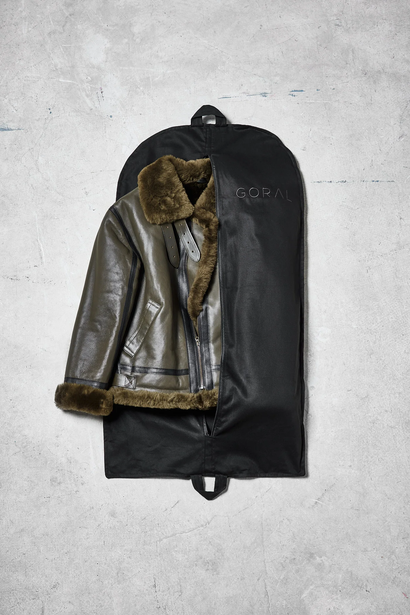Rose Anvil X GORAL Shearling Aviator Jacket Horween Chromexcel Leather Green - Image 7