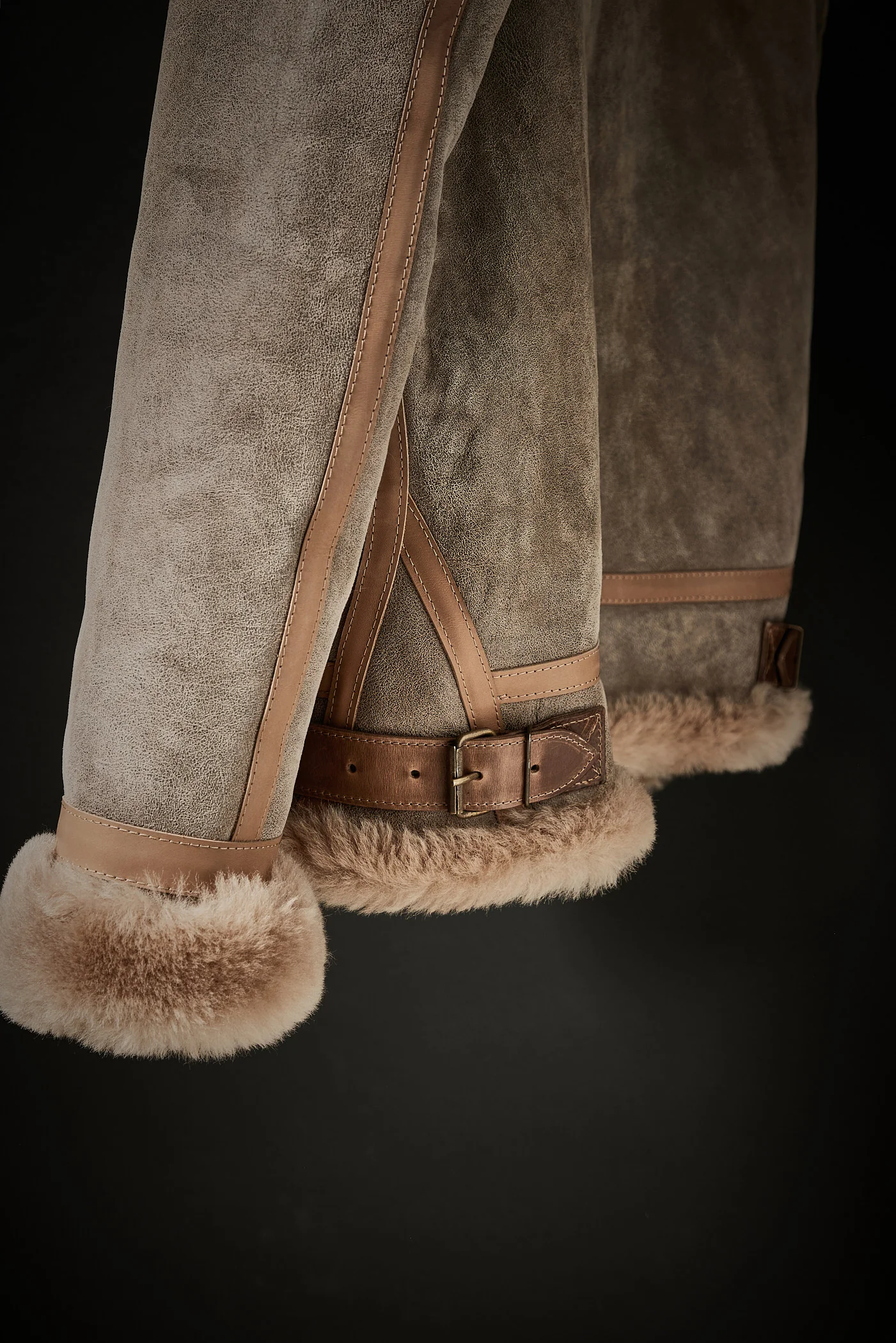 Rose Anvil X GORAL Shearling Aviator Jacket Horween Chromexcel Leather Natural - Image 7