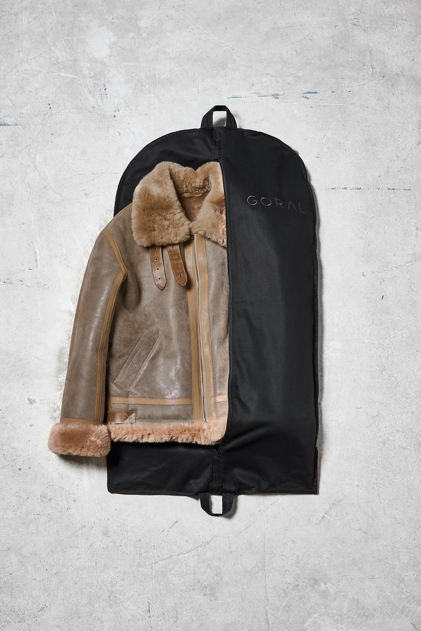 Rose Anvil X GORAL Shearling Aviator Jacket Horween Chromexcel Leather Natural - Image 8